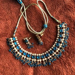 Costume jewelry Necklace Choker with earrings in turquoise